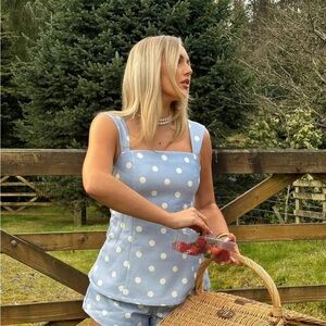 Cider Blue Polka Dot Top and shorts set